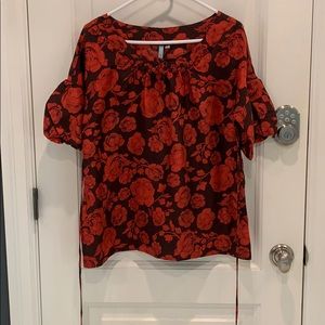 Bell sleeve silk blouse